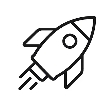 Icon of a launching rocket – representing creative ideas, a spirit of exploration and collaborative development in the PREFS programme.