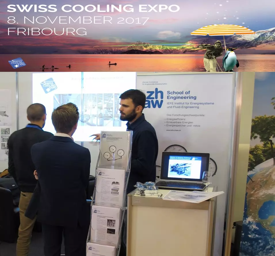 Die Abbildung zeigt eine Aufnahme des Messestandes des IFEE an der Swiss Cooling Expo