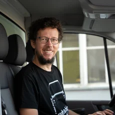 Bill Zollinger im Auto.
