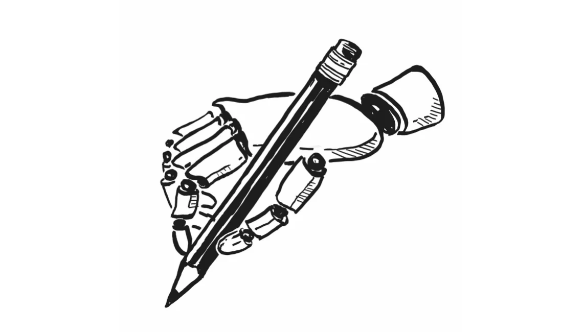 Piktogramm Roboterhand mit Stift