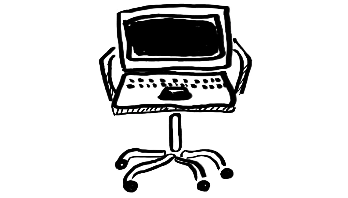 Piktogramm Computer im Bürostuhl integriert