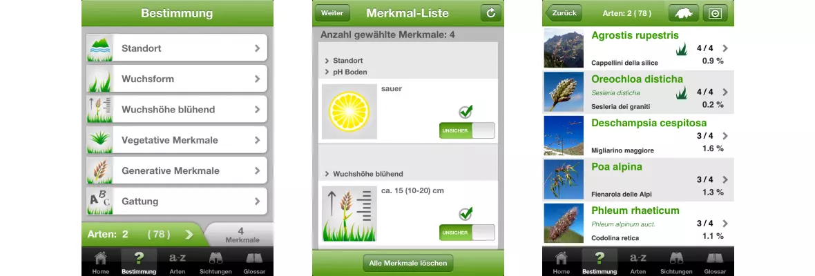 ZHAW App iGräser, Sreenshot Lexikon 11