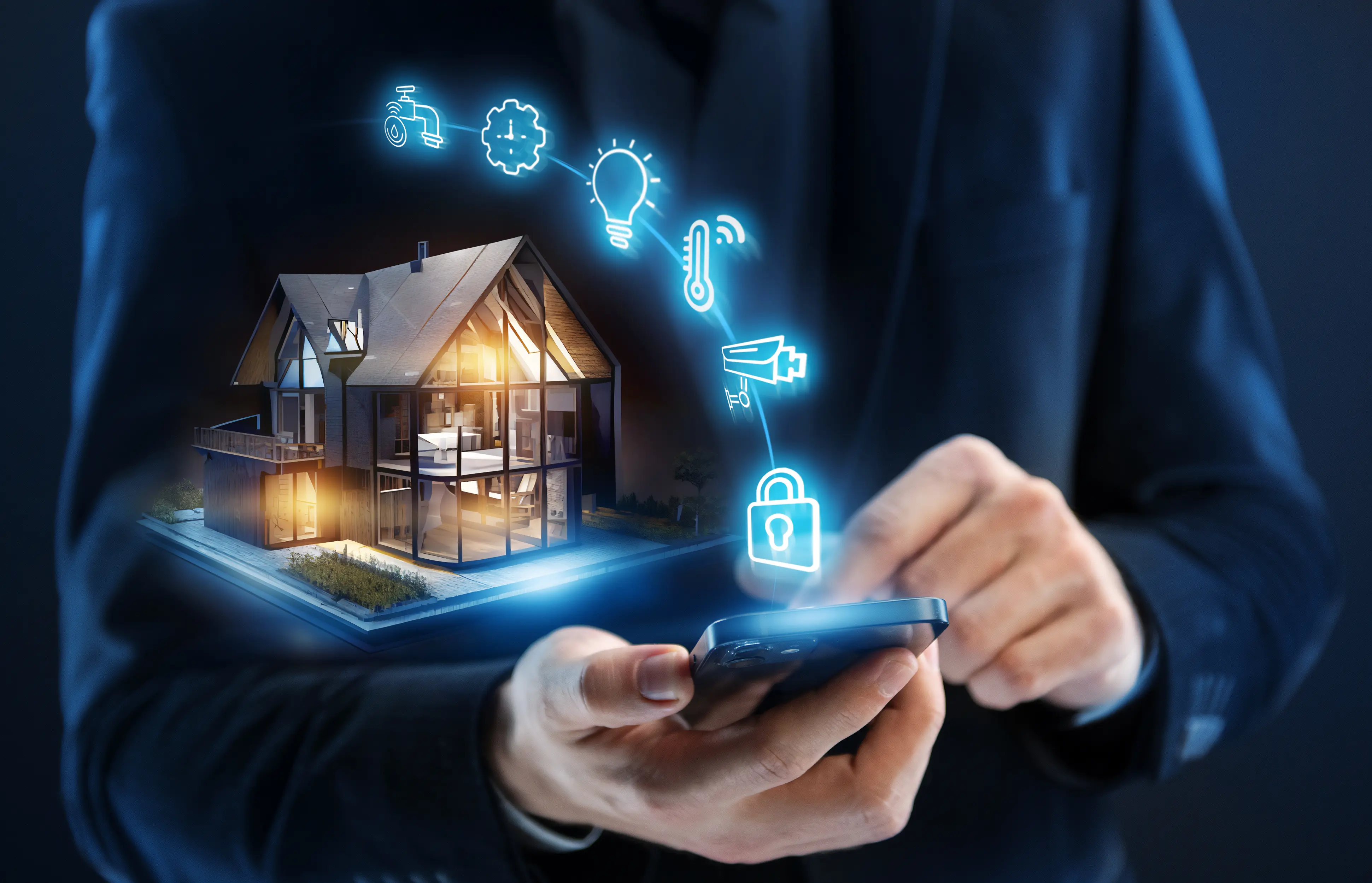 Smart home concept. Remote control and home management Smart home concept. Remote control and home management