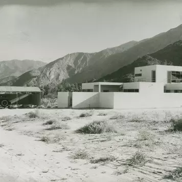 Kocher-Samson office building and apartment- side view of building, Palm Springs, Calif., circa 1934-1935.