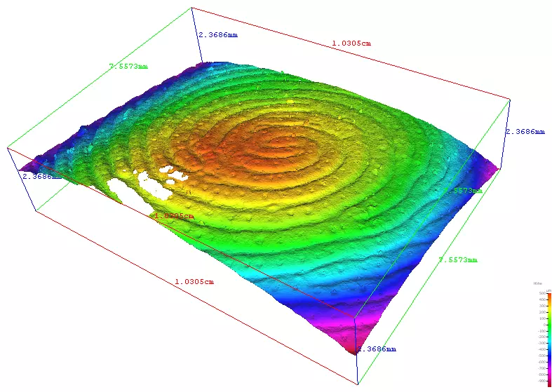 Mit 3D Mikroskop gescannter Fingerabdruck