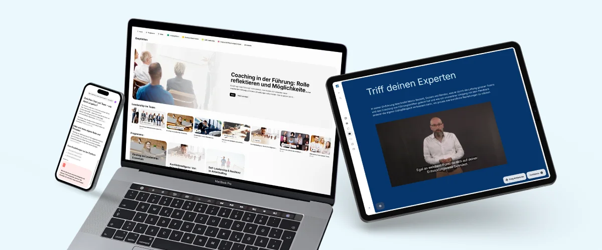 Computer mit Displayansicht Onlearn Leadership-Studio