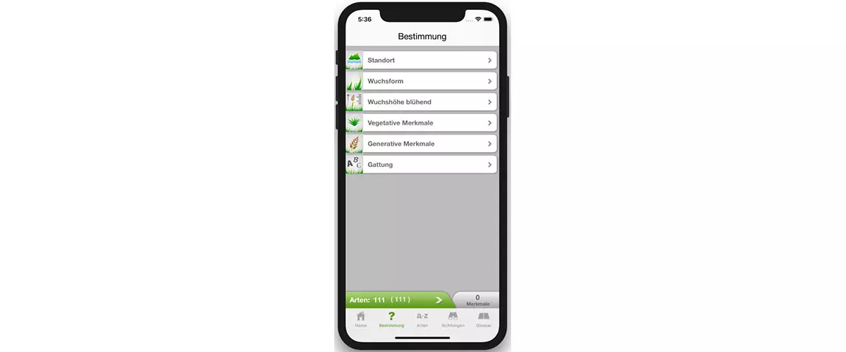 ZHAW App iGräser, Bestimmung