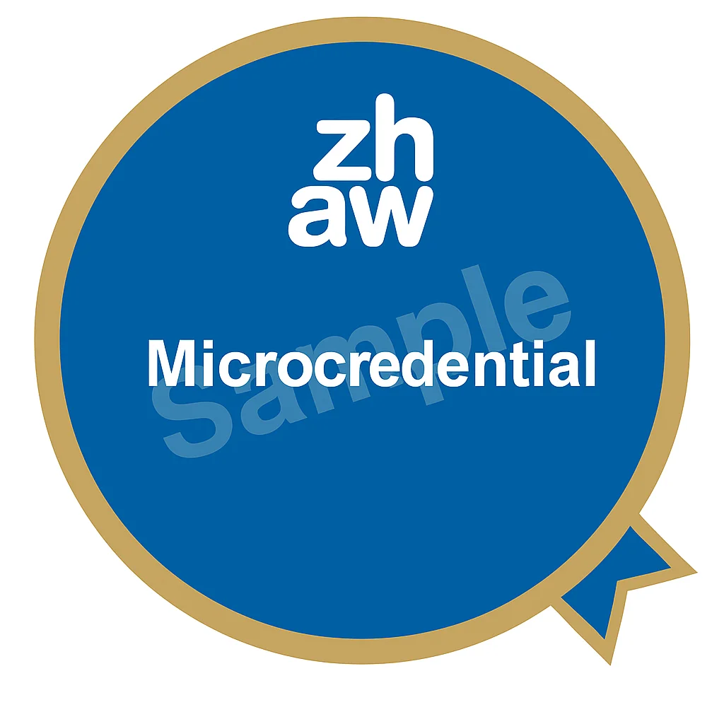 Blauer Button mit Inschrift ZHAW Microcredential