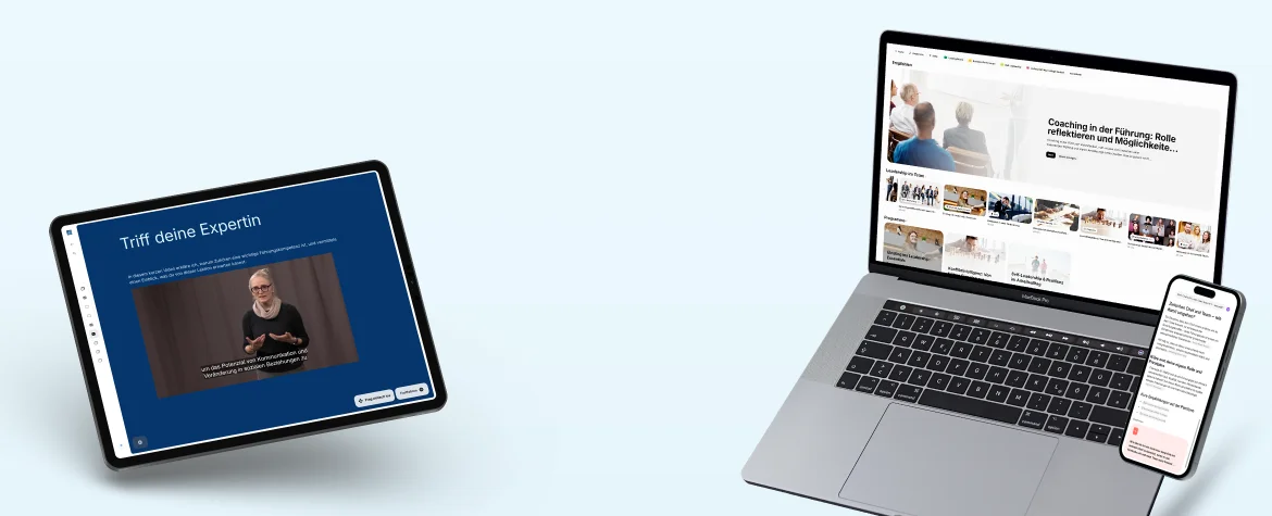 Display zeigt Onlearn Leadership-Studio