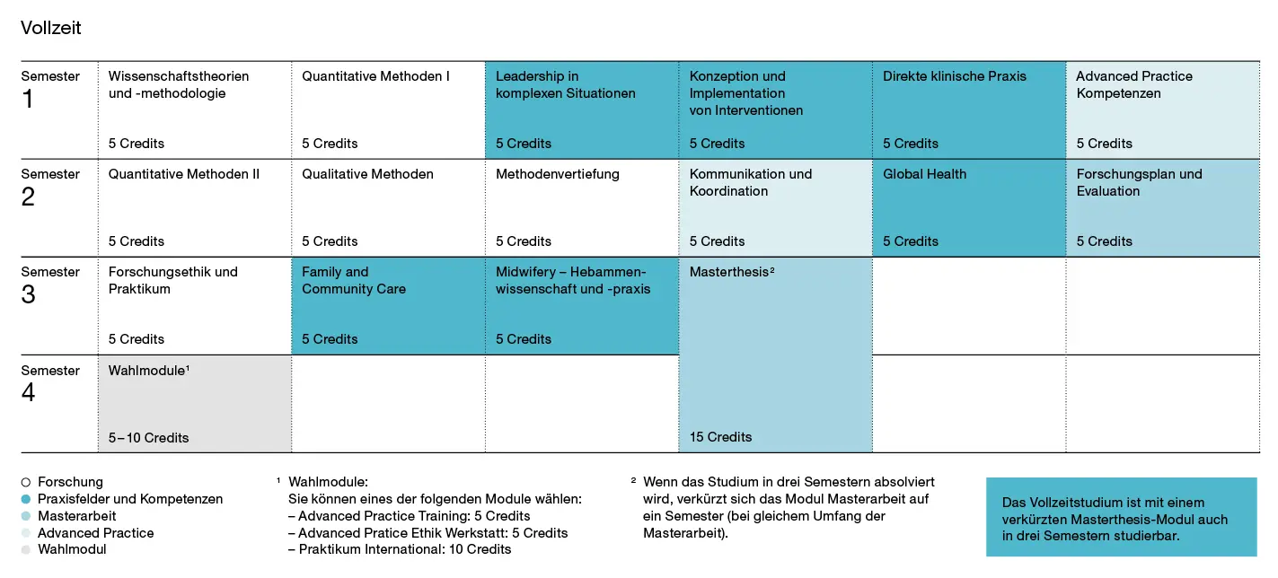 Masterstudienaufbau Hebamme Vollzeit