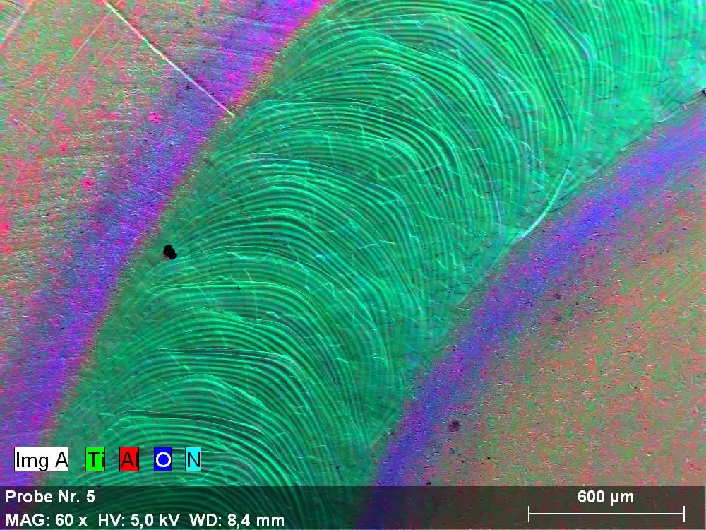 Laser weld: element distribution, enlarged view