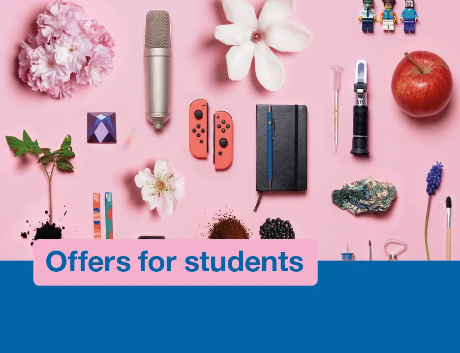 Image with text: Offers for students