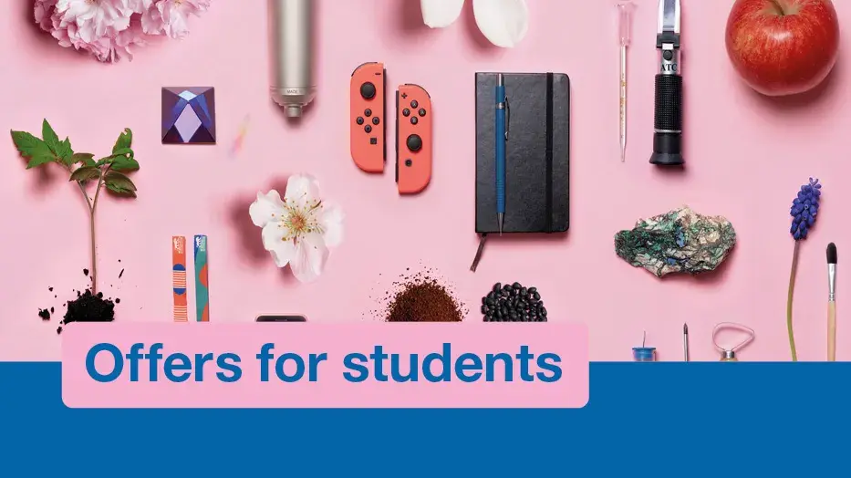 Image with text: Offers for students