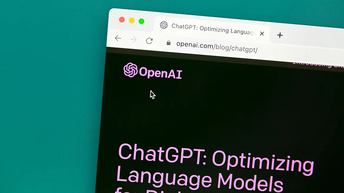 OpenAI ChatGPT website on a computer screen.