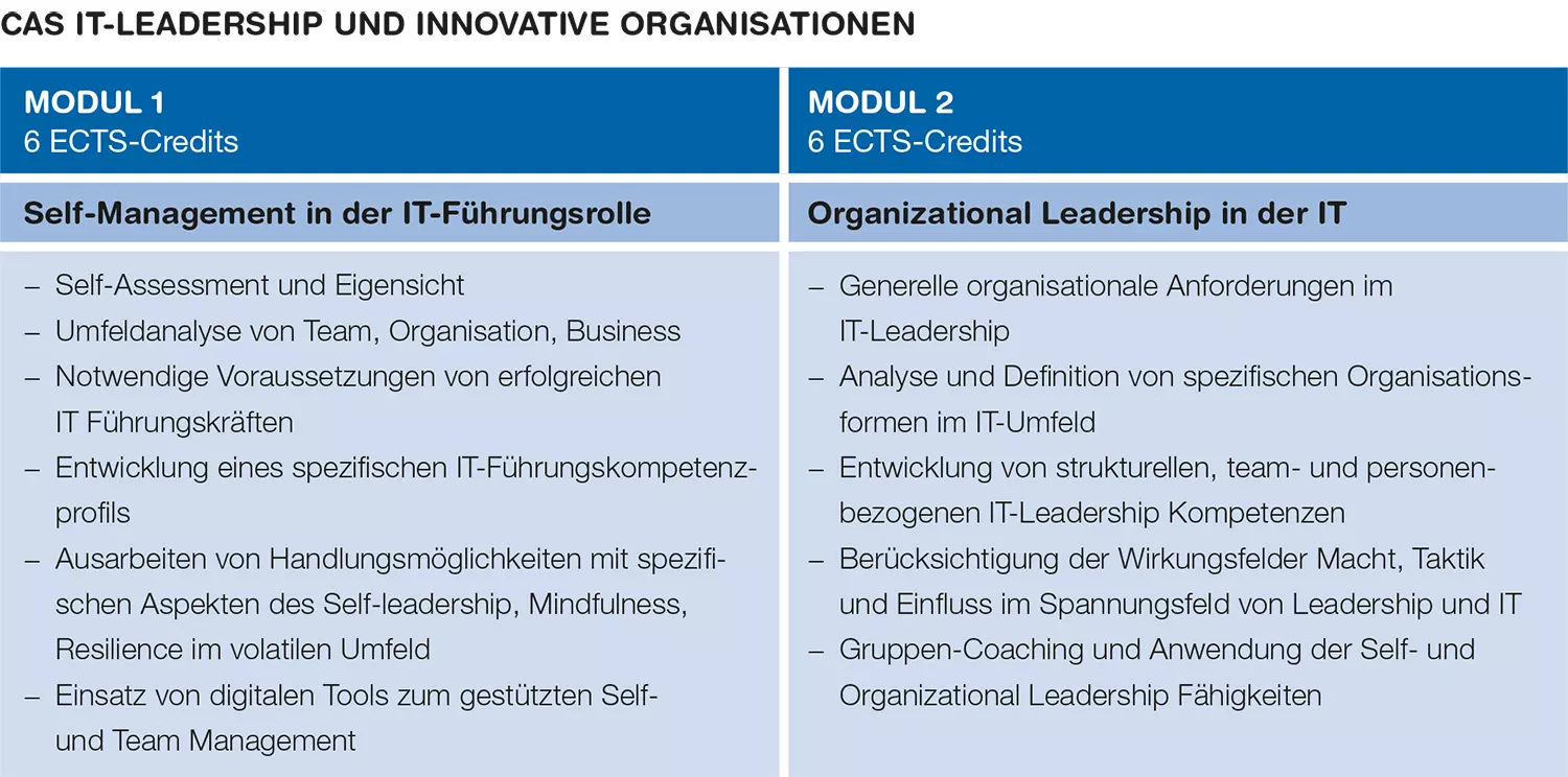 Aufbau CAS IT-Leadership und innovative Organisationen