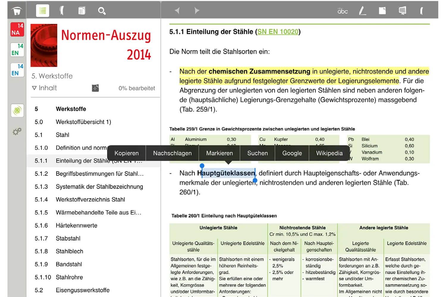 Blick ins neue E-Book: Auswählen und Kopieren von Texten oder auch das Anbringen persönlicher Notizen sind problemlos möglich.