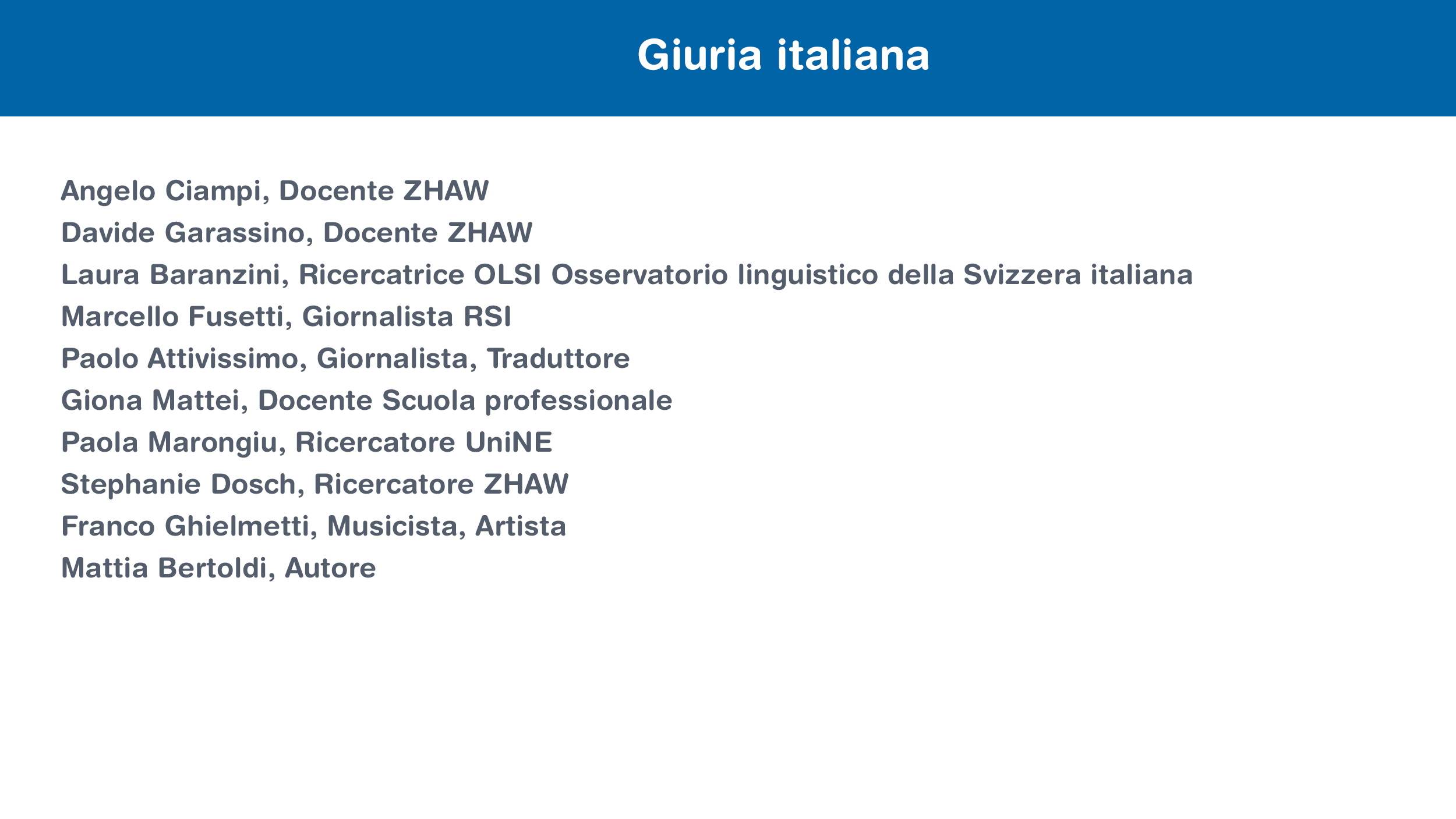 Liste der Jury-Mitglider Italienisch