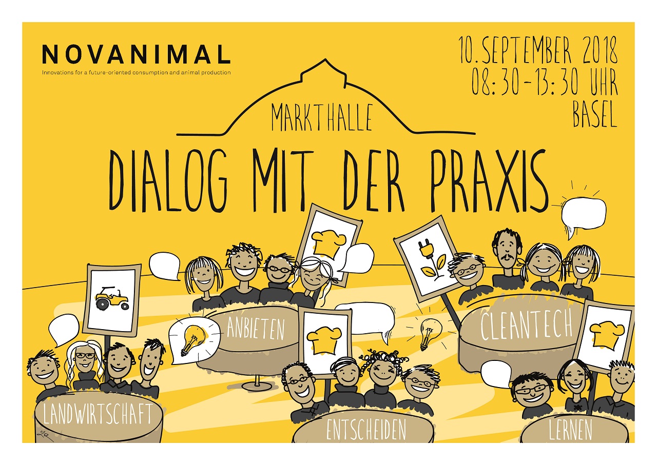 Comic über den Dialog zwischen Forschung und Praxis im Projekt NOVANIMAL