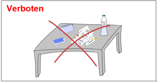 Auf dem Tisch verboten