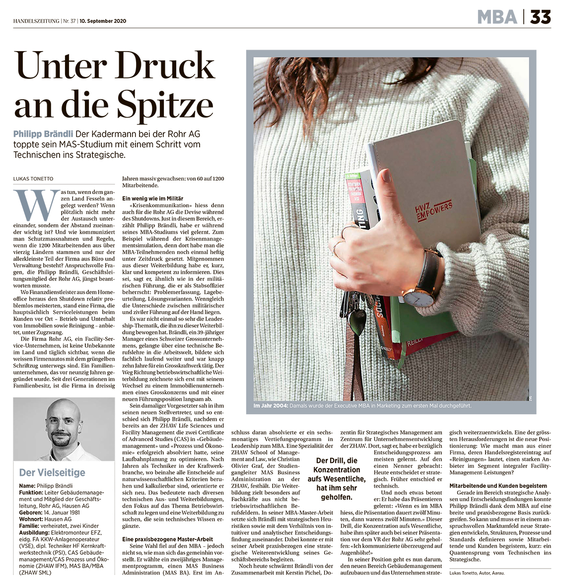 Handelszeitung: MBA Special Handelszeitung: MBA Special