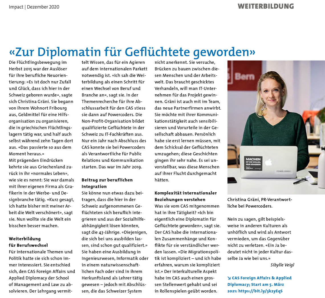 Christina Gräni: Zur Diplomatin für Geflüchtete geworden