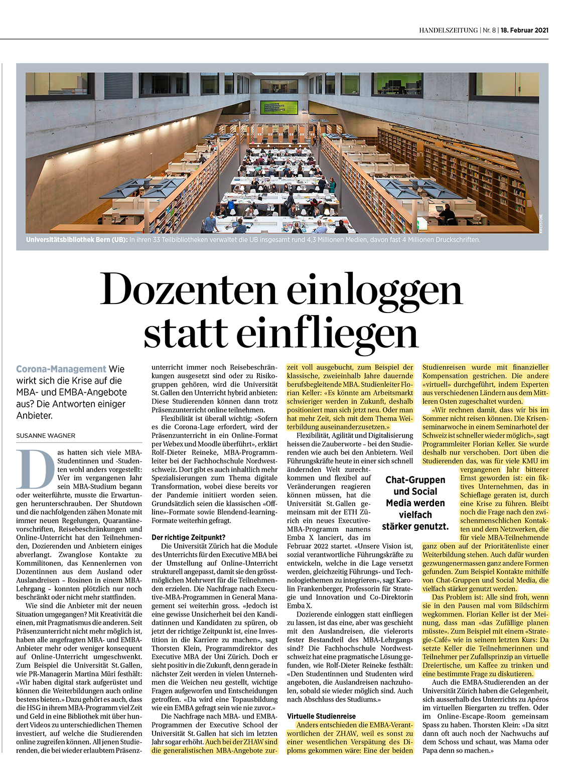 Handelszeitung MBA Special