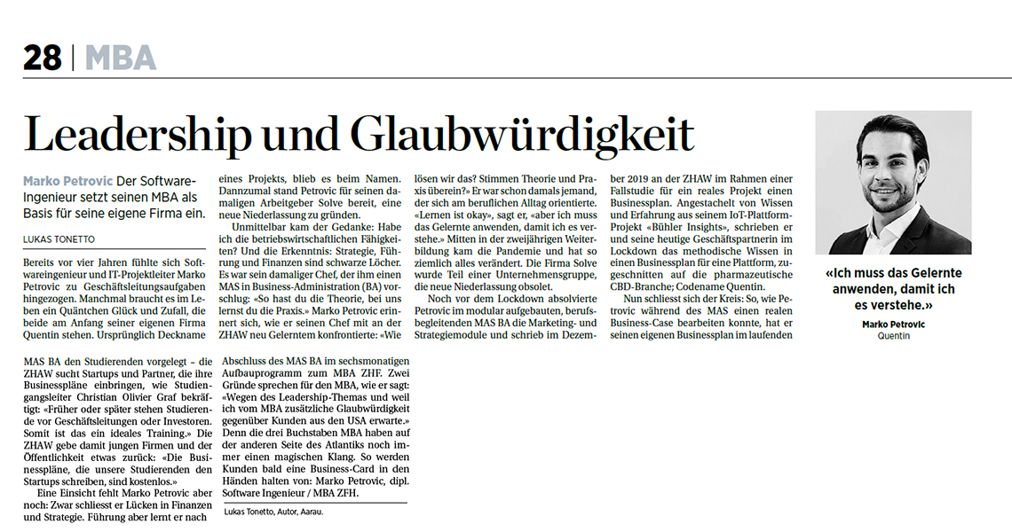 Handelszeitung MBA Special