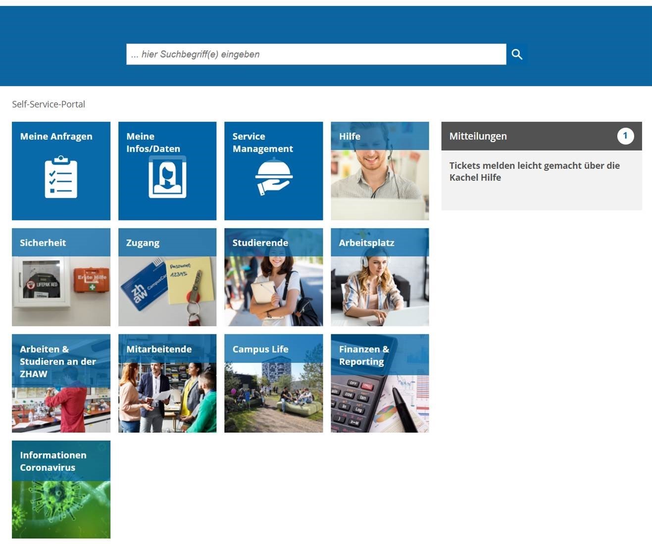 Screenshot Self-Service-Portal