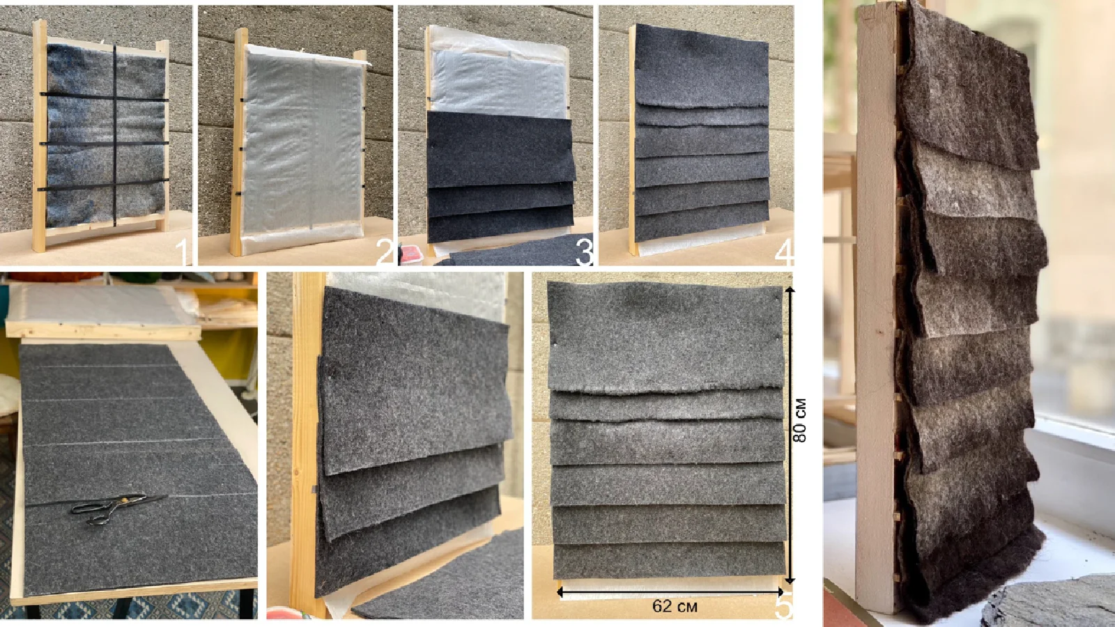 Examples of different felt facades.