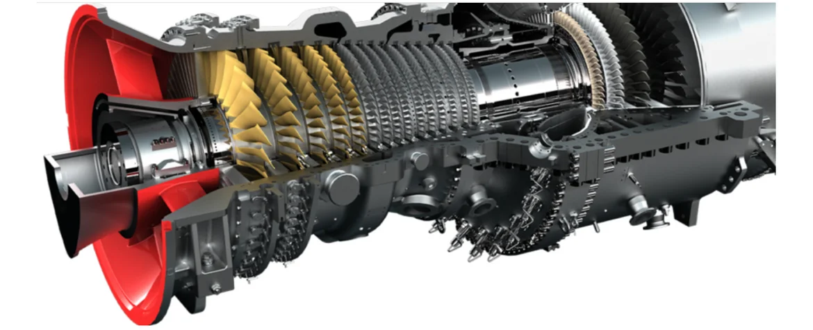 Querschnitt einer Gasturbine.