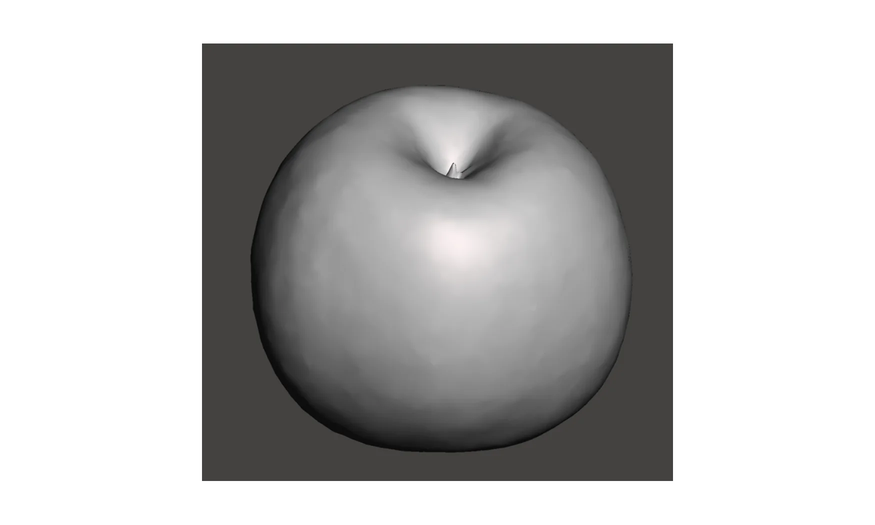 Das Bild zeigt eine 3D-Modellierung eines Apfels