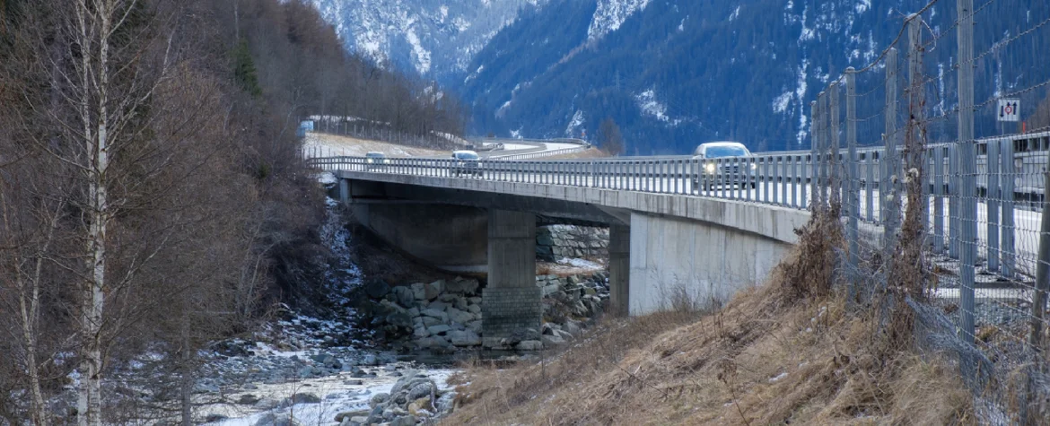 Autostrasse A13 mit Wildschutzzaun